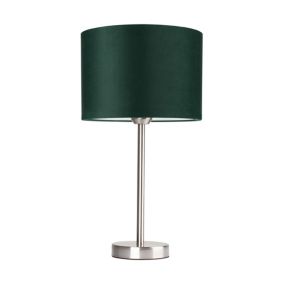 Lampa Stołowa SPOT Light 1xE27 Max.40W Satyna w Połączeniu z Zieloną Tkaniną, Polski Producent, 1 szt.