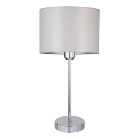 Lampa Stołowa SPOT Light 1xE27 Max.40W Subtelne Połączenie Chromu z Szarym Abażurem, Polski Producent, 1 szt.
