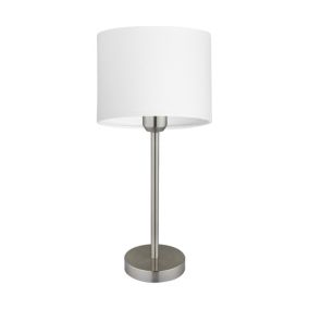 Lampa Stołowa SPOT Light  1xE27 Max.40W Subtelne Połączenie Satyny i Białej Tkaniny, Polski Producent, 1 szt.