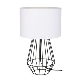 Lampa Stołowa SPOT Light 1xE27 Max.60W Kompozycja Czarnej Podstawy z Białym Abażurem, Polski Producent, 1 szt.