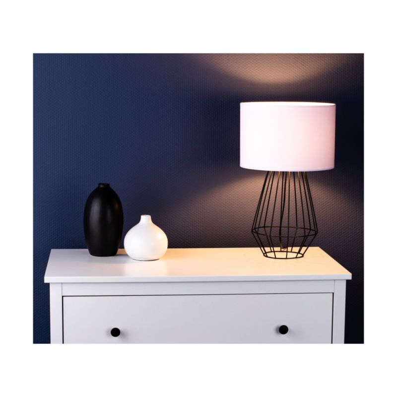 Lampa Stołowa SPOT Light 1xE27 Max.60W Kompozycja Czarnej Podstawy z Białym Abażurem, Polski Producent, 1 szt.
