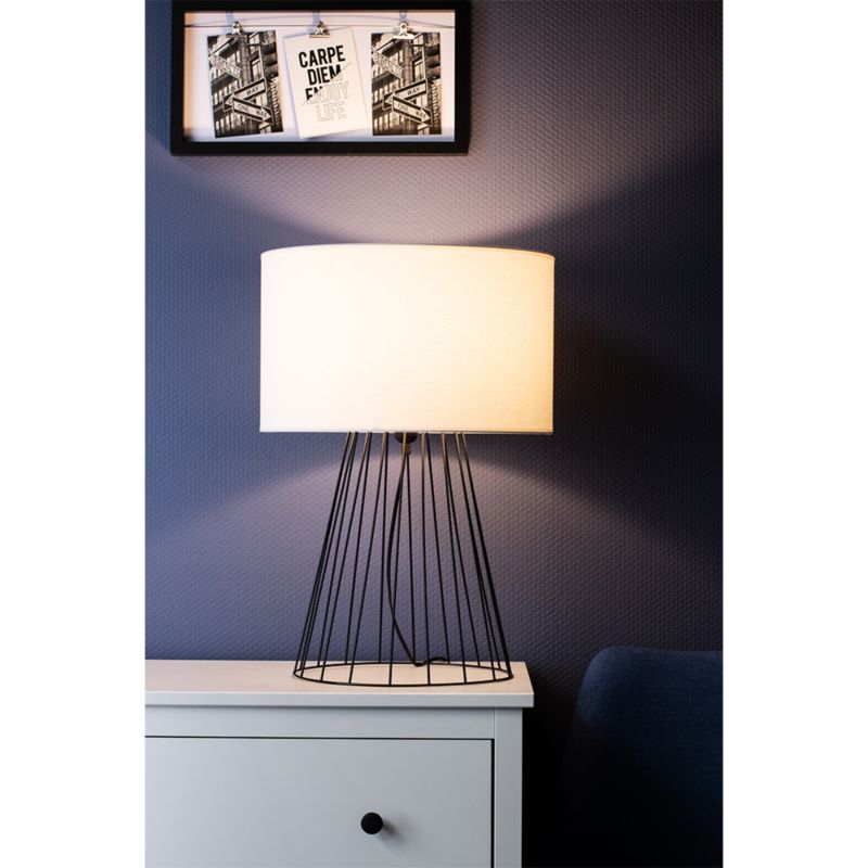 Lampa Stołowa SPOT Light 1xE27 Max.60W Kompozycja Czerni z Białym Abażurem, Polski Producent, 1 szt.