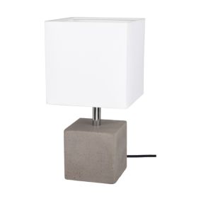 Lampa Stołowa SPOT Light  Square 1xE27 Max.25W Połączenie Szarego Betonu z Białą Tkaniną, Polski Producent, 1 szt.