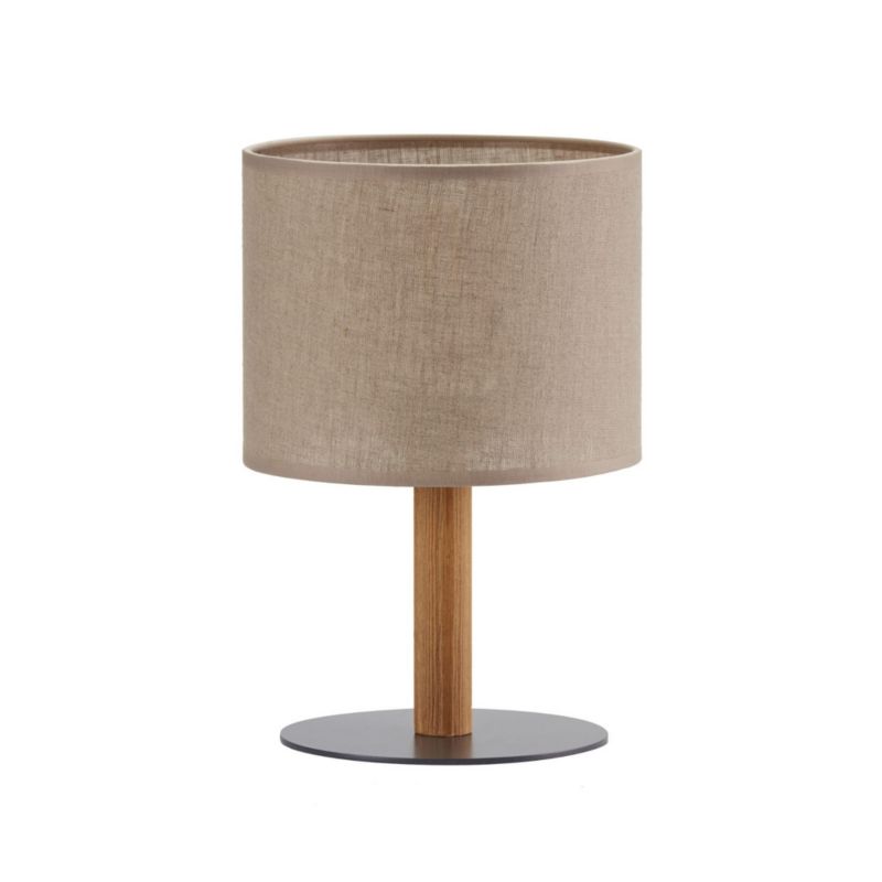 Lampa stołowa TK-Lighting Deva czarno-beżowa-jasne drewno  1 x E27 x 15W IP20 wym: 33 x 20 x 20 cm tkanina - 1 szt.