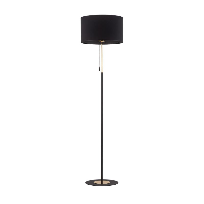 Stojací lampa TK Lighting Lord, klasická, černo-zlatá, provázkový vypínač - 1 ks.