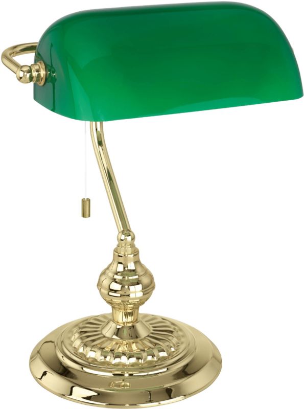 Lampa stołowa Banker 1 x E27 złoto-zielona