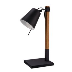 Lampa stołowa GoodHome Menonry 1-punktowa E27 czarna / drewno