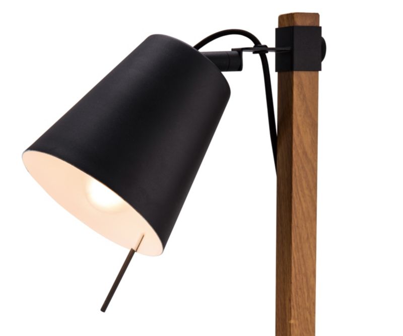 Lampa stołowa GoodHome Menonry 1-punktowa E27 czarna / drewno