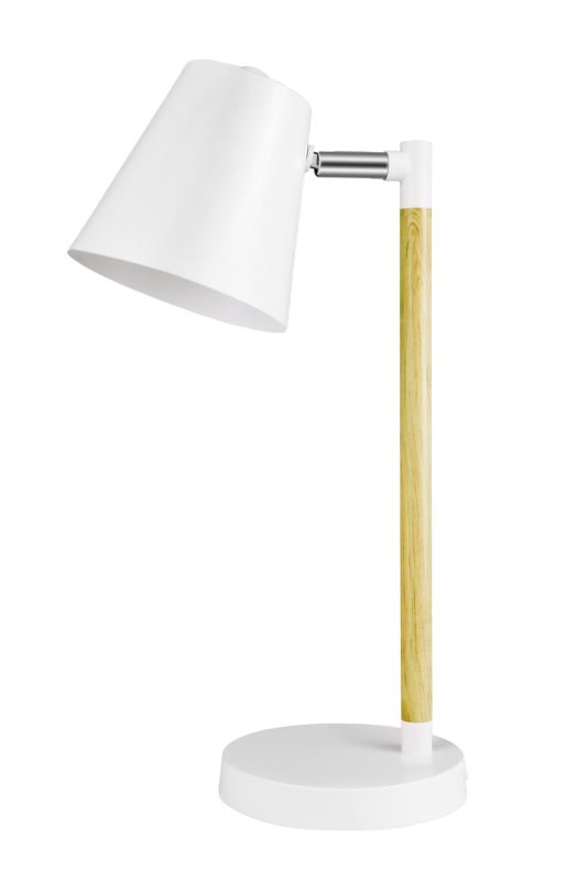 Lampa stołowa GoodHome Mulanje 1-punktowa E27 biała / drewno