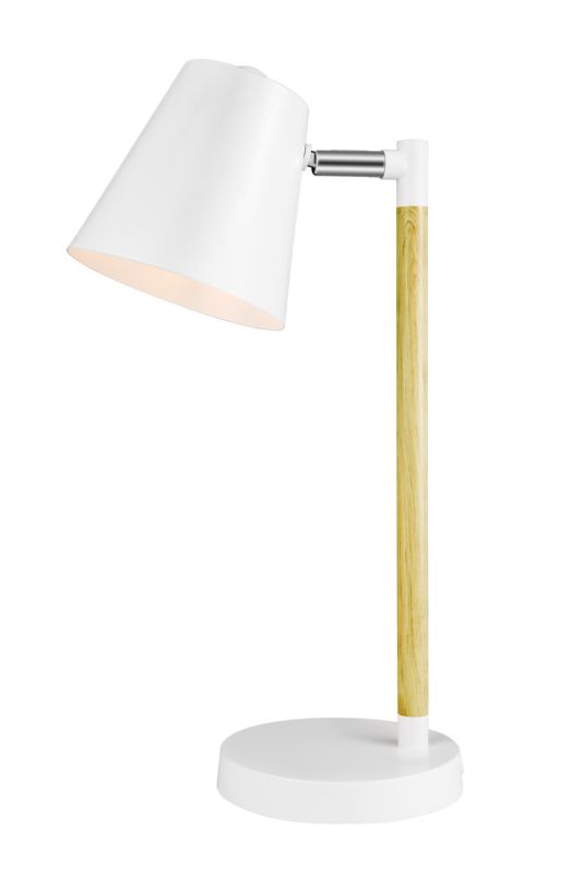 Lampa stołowa GoodHome Mulanje 1-punktowa E27 biała / drewno