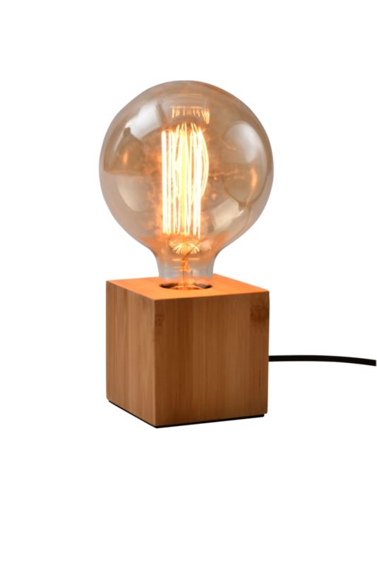 Lampa stołowa GoodHome Qausuit Bamb E27 kwadratowa