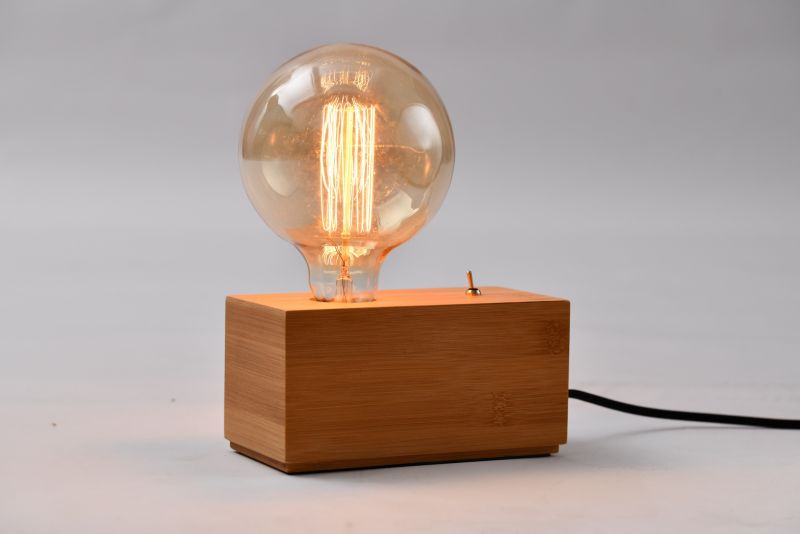 Lampa stołowa GoodHome Qausuit Bamb E27 prostokątna