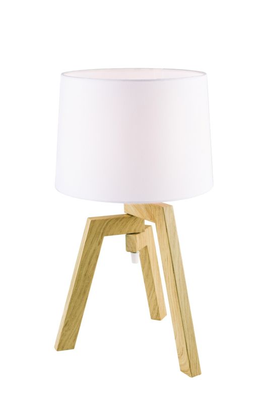 Lampa stołowa GoodHome Trianoy 1-punktowa E14 biała / drewno