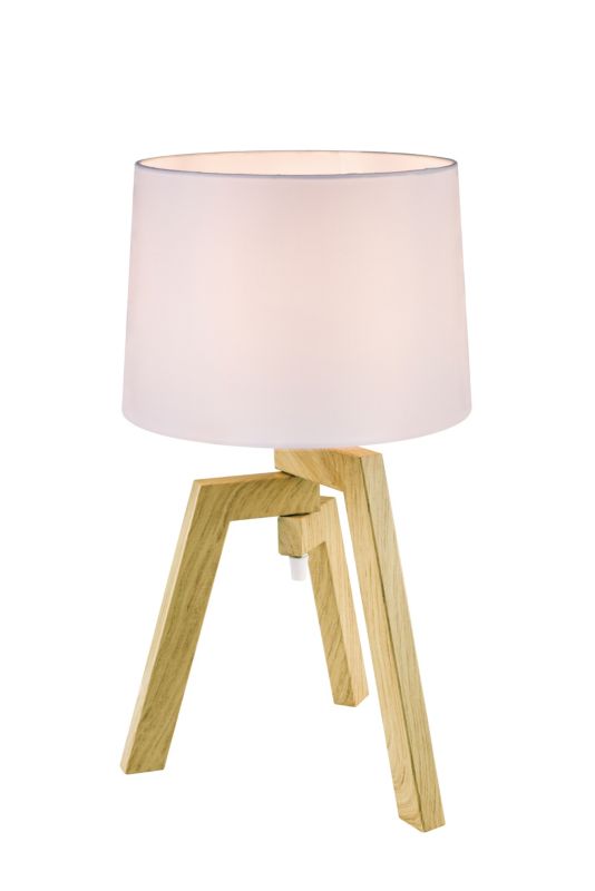 Lampa stołowa GoodHome Trianoy 1-punktowa E14 biała / drewno