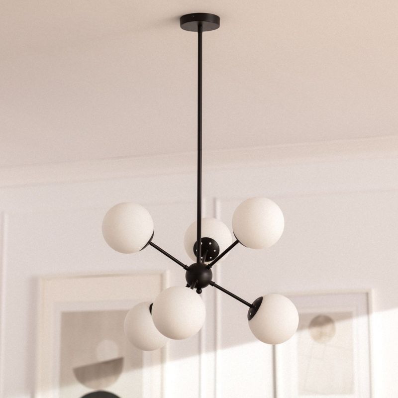 Lampa sufitowa Abruzzo Grappa czarno-biała wym: 61 x 60 x 60 cm 6xE27 x 20W 1 szt.