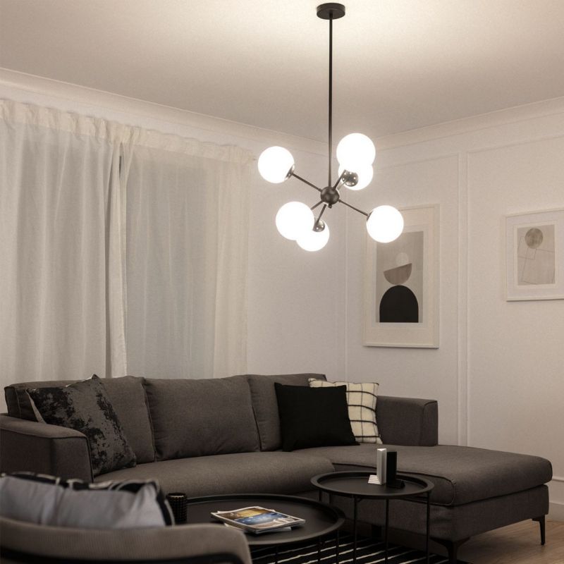 Lampa sufitowa Abruzzo Grappa czarno-biała wym: 61 x 60 x 60 cm 6xE27 x 20W 1 szt.