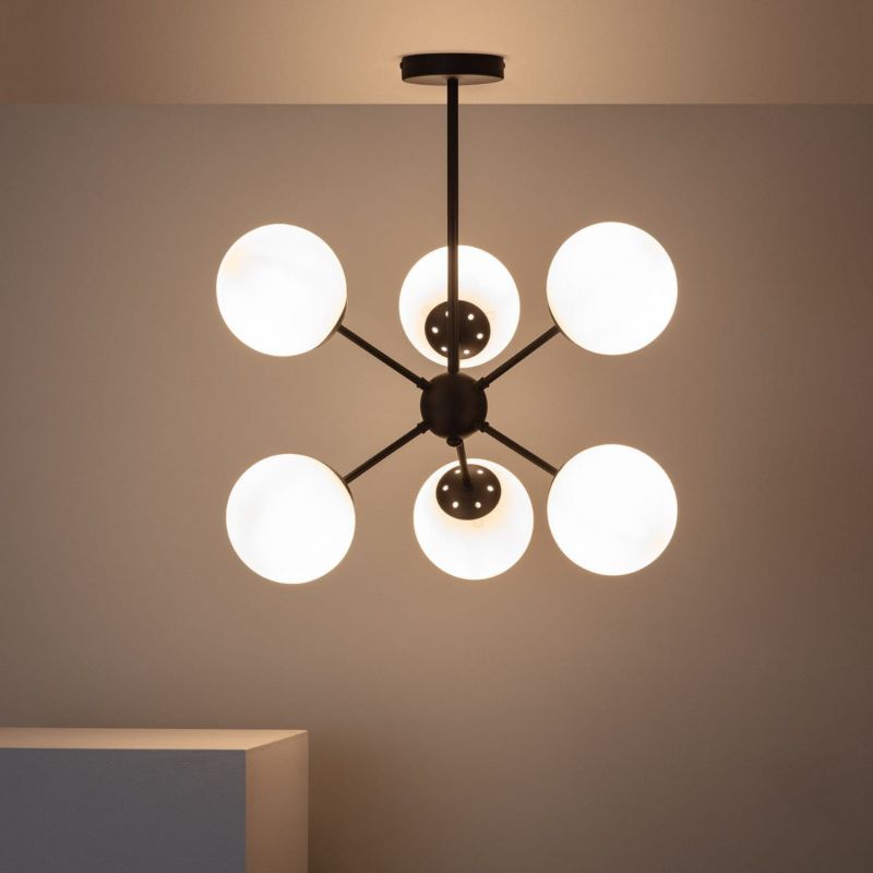 Lampa sufitowa Abruzzo Grappa czarno-biała wym: 61 x 60 x 60 cm 6xE27 x 20W 1 szt.