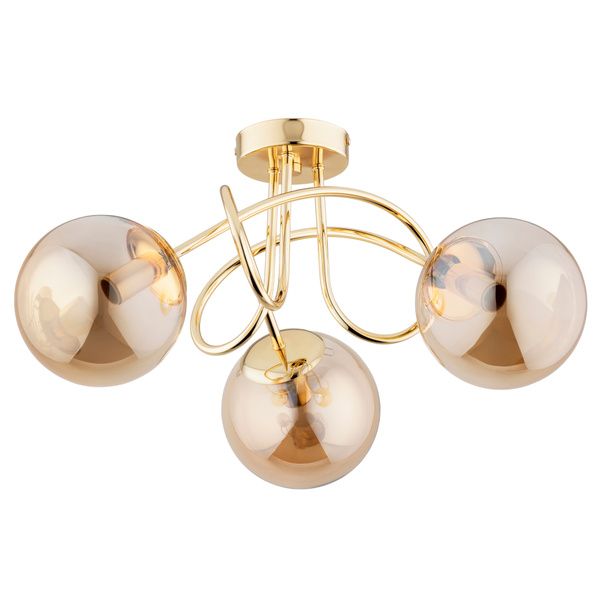 Lampa sufitowa Alfa Banko złoto-bursztynowy szklane kule do salonu 3xE14 x 10W 1 szt.