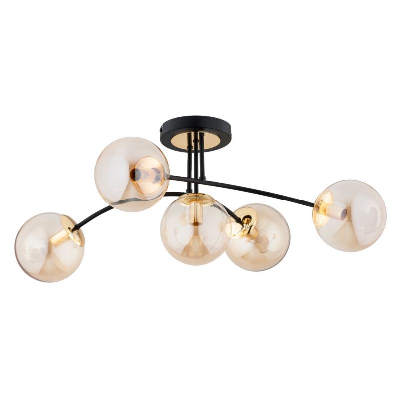 Lampa sufitowa Alfa Latina czarno-złota-bursztynowy wym: 23 x 35 x 78 cm 5xE14 x 10W 1 szt.