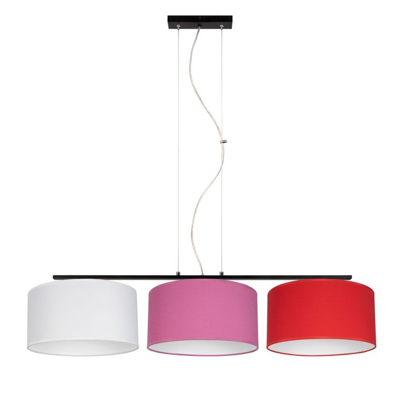Lampa sufitowa ASTRA HEXE E27 tkanina 3 x 60W biały różowy czerwony H0430 1 szt.