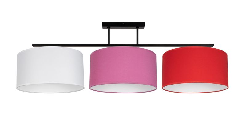 Lampa sufitowa ASTRA HEXE E27 tkanina 3 x 60W biały różowy czerwony H0478 1 szt.