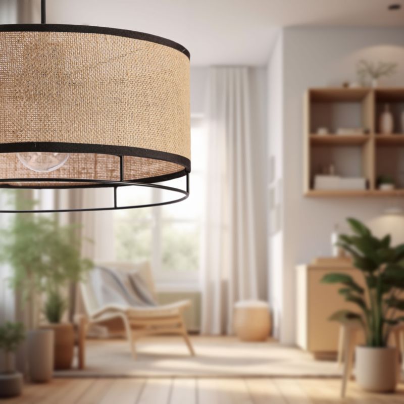 Lampa sufitowa beżowy abażur Candellux Ardi czarno-beżowa 1xE27x40W IP20 wym:100x30x30cm - 1 szt.