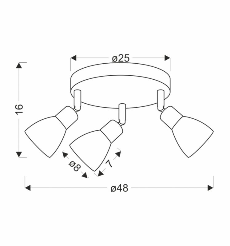 Lampa sufitowa białe klosze Candellux Costa czarno-biała 3xE14x40W IP20 wym:16x48x48cm - 1 szt.
