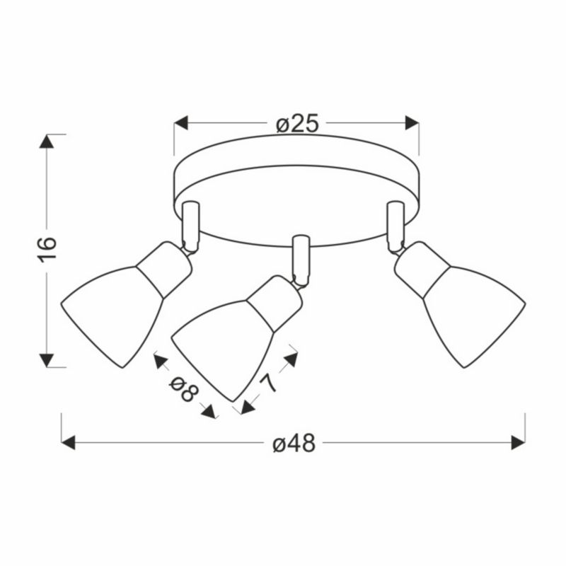 Lampa sufitowa białe klosze Candellux Costa czarno-biała 3xE14x40W IP20 wym:16x48x48cm - 1 szt.