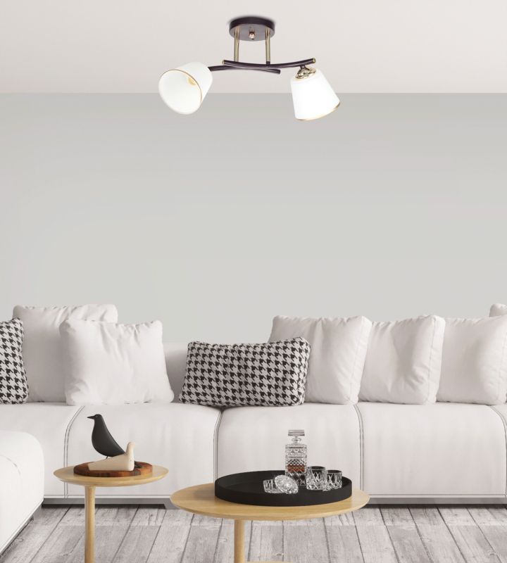 Lampa sufitowa białe klosze Candellux Greco czarno-złota 2xE27x40W IP20 wym:26x46x20cm - 1 szt.