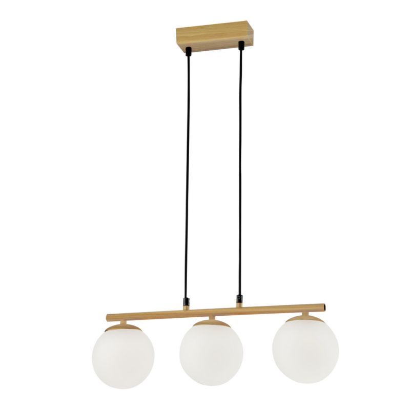 Lampa sufitowa białe kule Candellux Carrine jasne drewno 3xE14x40W IP20 wym:100x48x13cm - 1 szt.