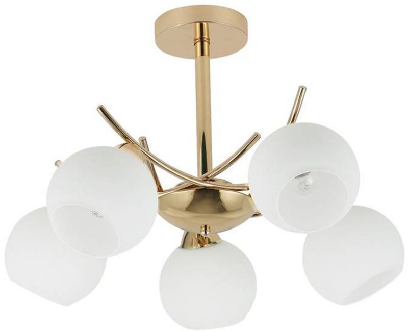 Lampa sufitowa białe szklane klosze Candellux Amos złoto-biała 5xE27x40W IP20 wym:36x52x52cm - 1 szt.