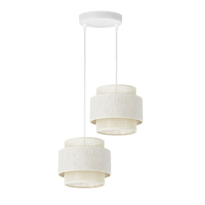 Lampa sufitowa BOHO HEXE tkanina juta 2 x 60W E27 biały H0170 1 szt.