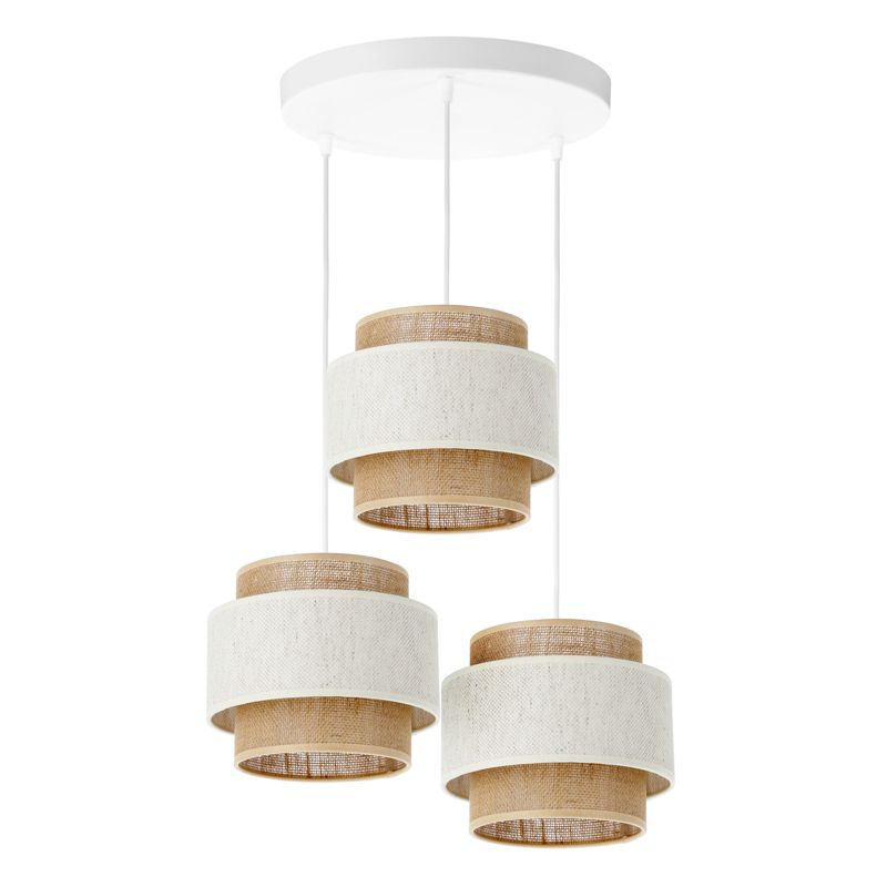 Lampa sufitowa BOHO HEXE tkanina juta 3 x 60W E27 biały naturalny H0166 1 szt.