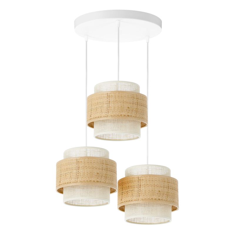 Lampa sufitowa BOHO HEXE tkanina juta 3 x 60W E27 biały naturalny H0176 1 szt.
