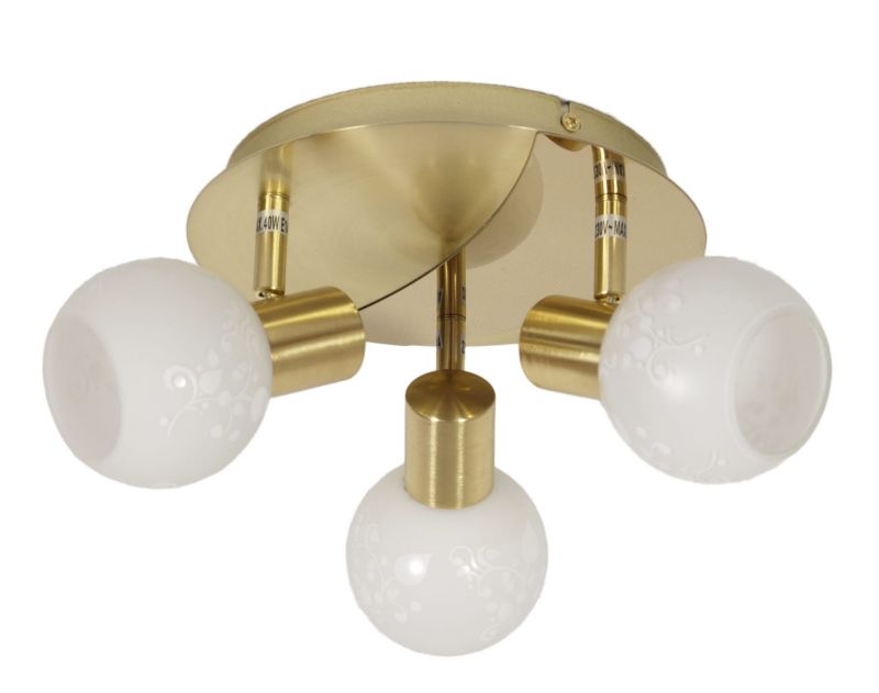 Lampa sufitowa Candellux Avila mosiądz-biała wym: 16 x 36 x 36 cm 3xE14 x 40W 1 szt.