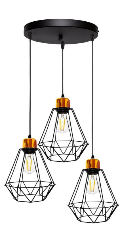 Lampa sufitowa Candellux Primo czarno-złota wym: 100 x 44 x 44 cm 3xE27 x 60W 1 szt.