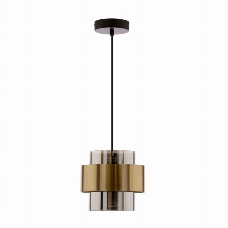 Lampa sufitowa Candellux Spiega czarna-dymiona-mosiądz wym: 110 x 18 x 18 cm 1xE27 x 60W 1 szt.