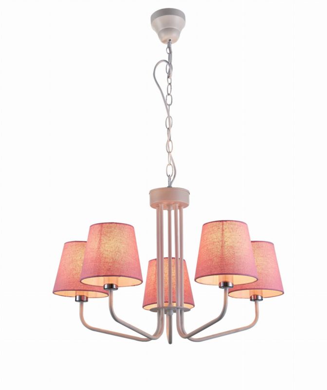 Lampa sufitowa Candellux York biało-różowa wym: 44 x 72 x 72 cm 5xE14 x 60W metal 1 szt.