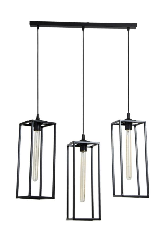 Lampa sufitowa Dąstal Geometry Loft czarna 3xE27 60x14,5x40 cm 1 szt.