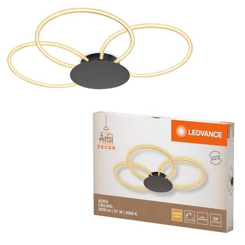 Lampa Sufitowa Decor Leedvance Dekoracyjna 21W 2200lm 3000K Ściemnialna Szary 1 szt.