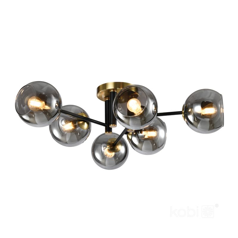 Lampa sufitowa dekoracyjna czarno-złota szklane dymione kule 6xE14 40W GLOBE ELEGANCE Kobi 1 szt.
