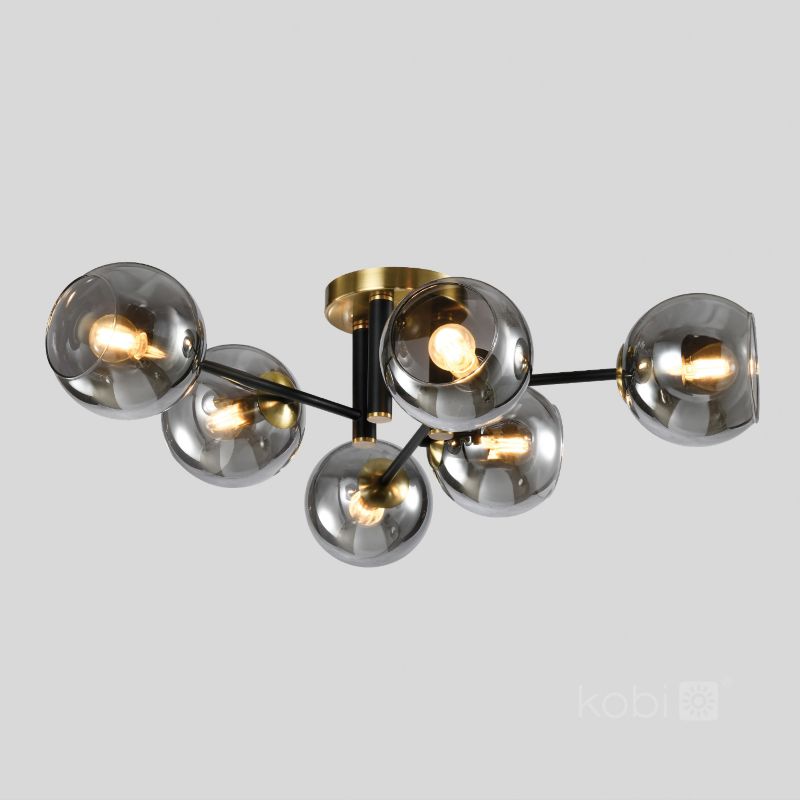 Lampa sufitowa dekoracyjna czarno-złota szklane dymione kule 6xE14 40W GLOBE ELEGANCE Kobi 1 szt.