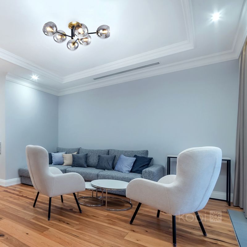 Lampa sufitowa dekoracyjna czarno-złota szklane dymione kule 6xE14 40W GLOBE ELEGANCE Kobi 1 szt.