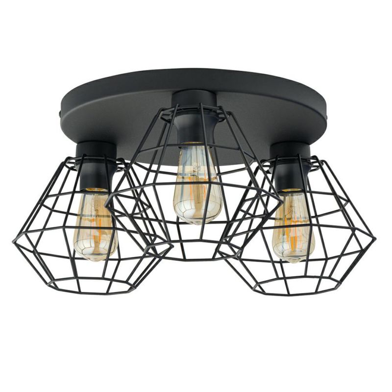 Lampa Sufitowa DIAMOND TK Lighting Czarna 3xE27 50x50 cm 1 szt.