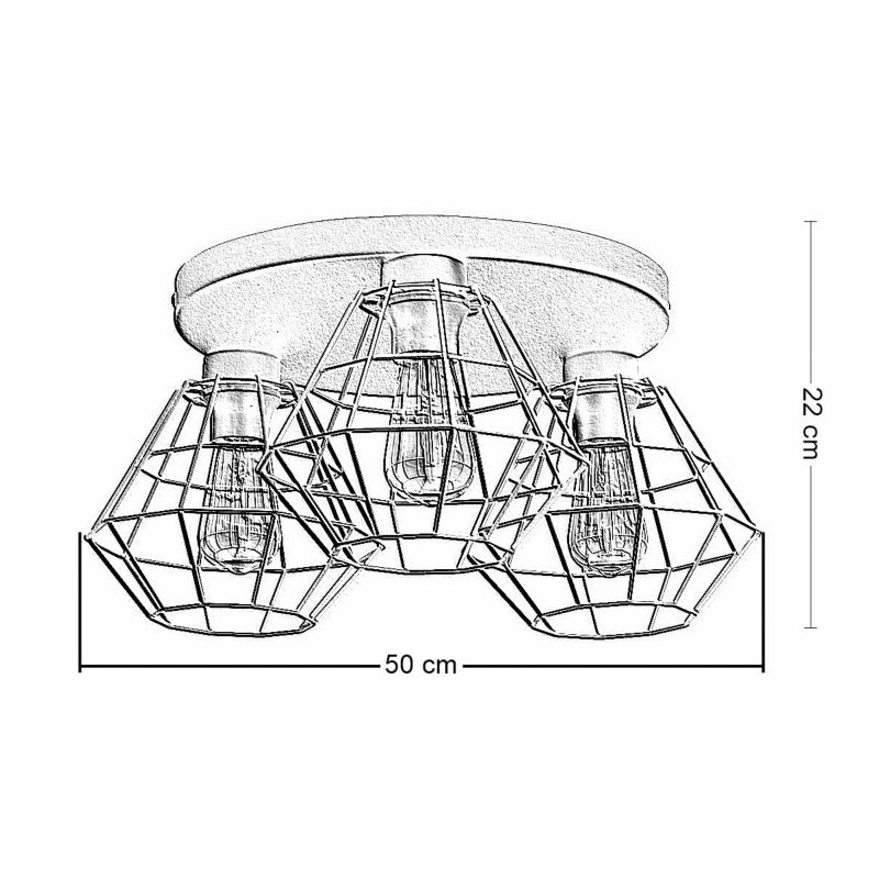Lampa Sufitowa DIAMOND TK Lighting Czarna 3xE27 50x50 cm 1 szt.