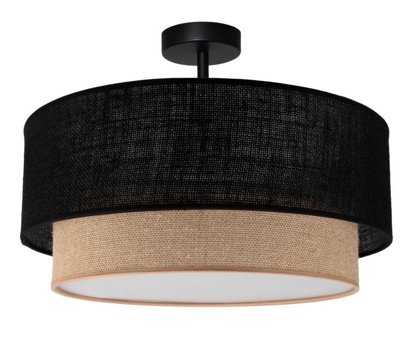 Lampa sufitowa Duolla Boho XXS 1-punktowa E27 czarna juta / juta