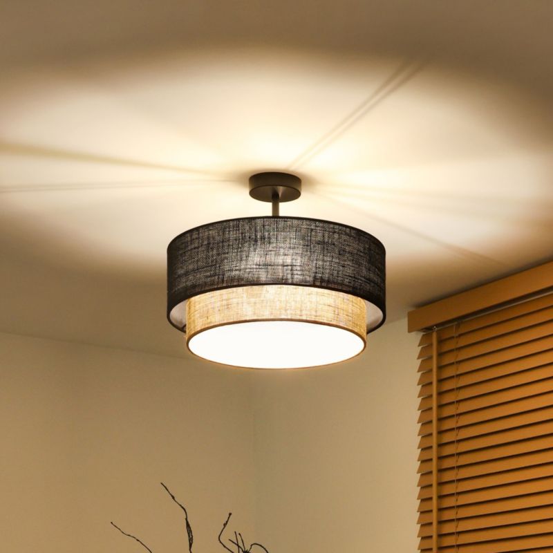 Lampa sufitowa Duolla Boho XXS 1-punktowa E27 czarna juta / juta