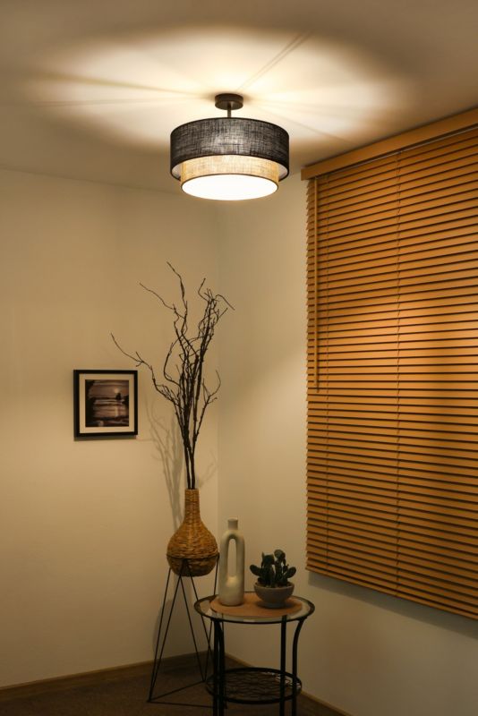 Lampa sufitowa Duolla Boho XXS 1-punktowa E27 czarna juta / juta