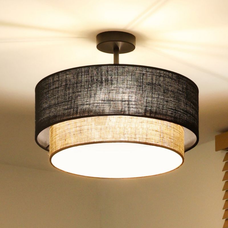Lampa sufitowa Duolla Boho XXS 1-punktowa E27 czarna juta / juta