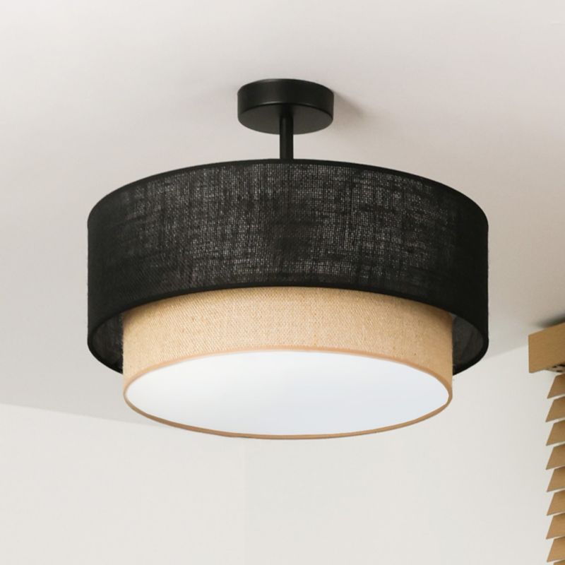 Lampa sufitowa Duolla Boho XXS 1-punktowa E27 czarna juta / juta